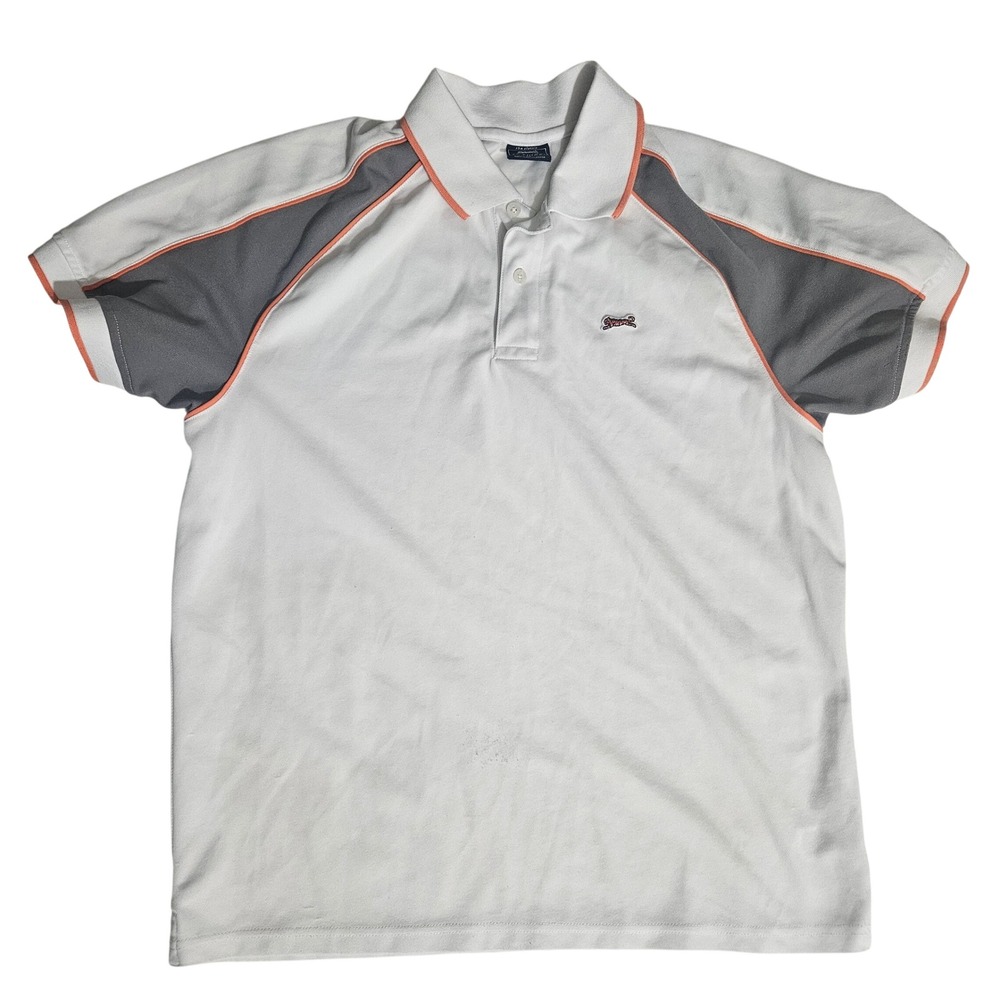 Le Tigre Mens The Classic Polo Shirt White Grey Orange Colorblock Size Medium
